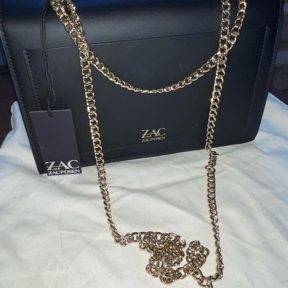 NEW WT Zac Zac Posen Eartha Medium Chain Shoulder Handbag Black Floral - Picture 9 of 13